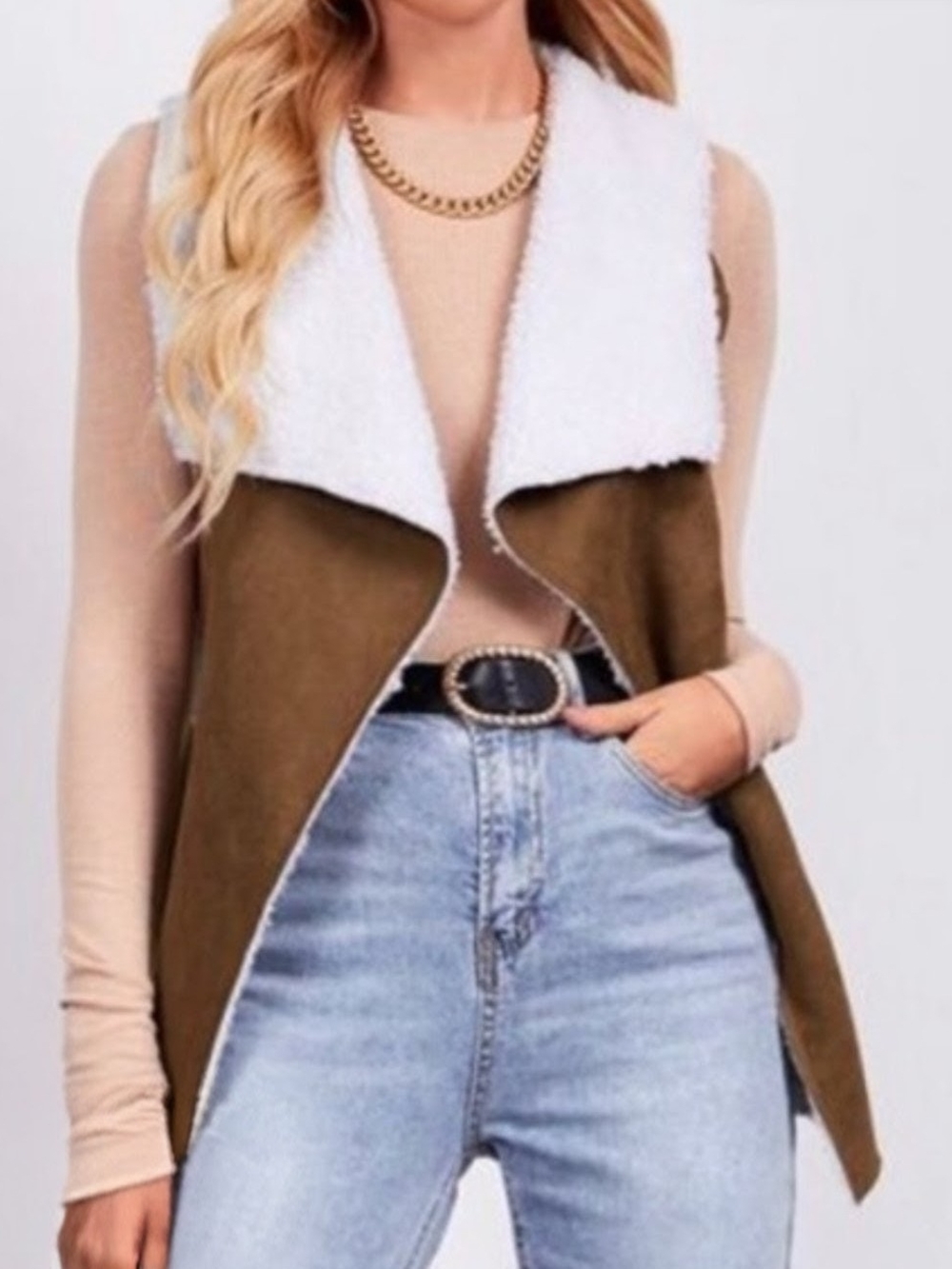 Bagatelle Faux-Suede Sherpa-Lined Vest